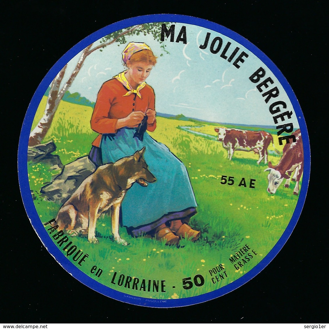 étiquette Fromage Ma Jolie Bergère Fabriqué Dans La Meuse 55 AE "fromagerie Renard-Gillard Biencourt / Orge" Femme Chien - Fromage