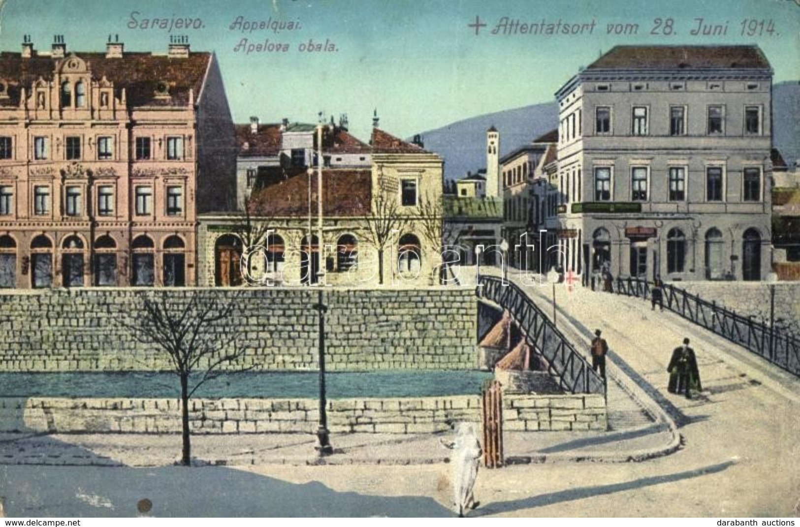 T2/T3 Sarajevo, Appelquia, Attentatsort / Apelova Obala / Quay, Place Of The Assassination Of Archduke Franz Ferdinand O - Non Classés