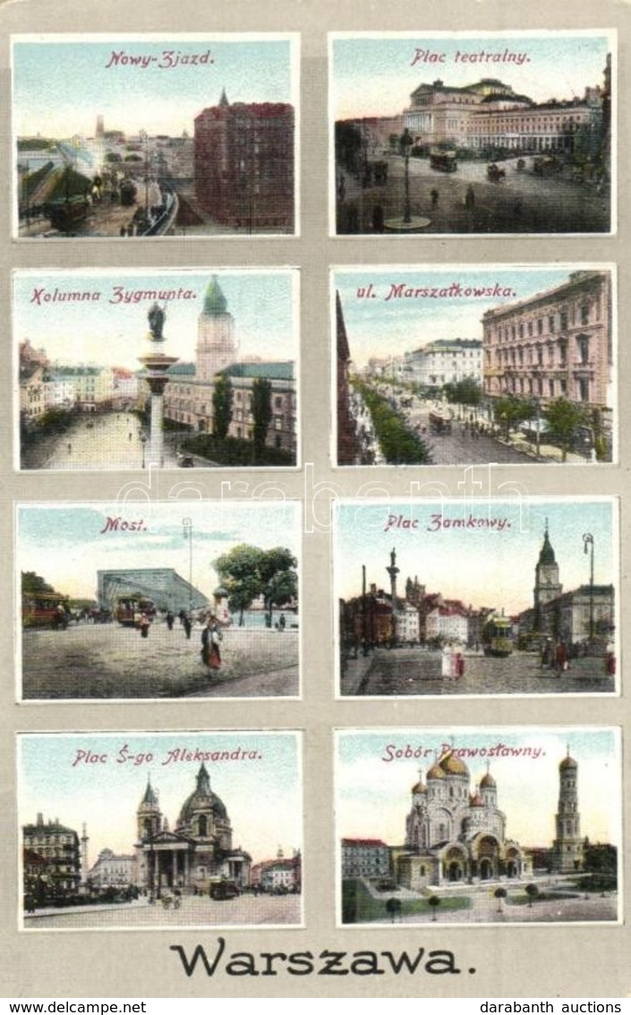 T2/T3 1916 Warsaw, Warszawa; Nowy Zjazd, Plac Teatralny, Kolumna Zygmunta, Ul. Marszatkowska, Most, Plac Zamkowy, Sobór  - Non Classificati