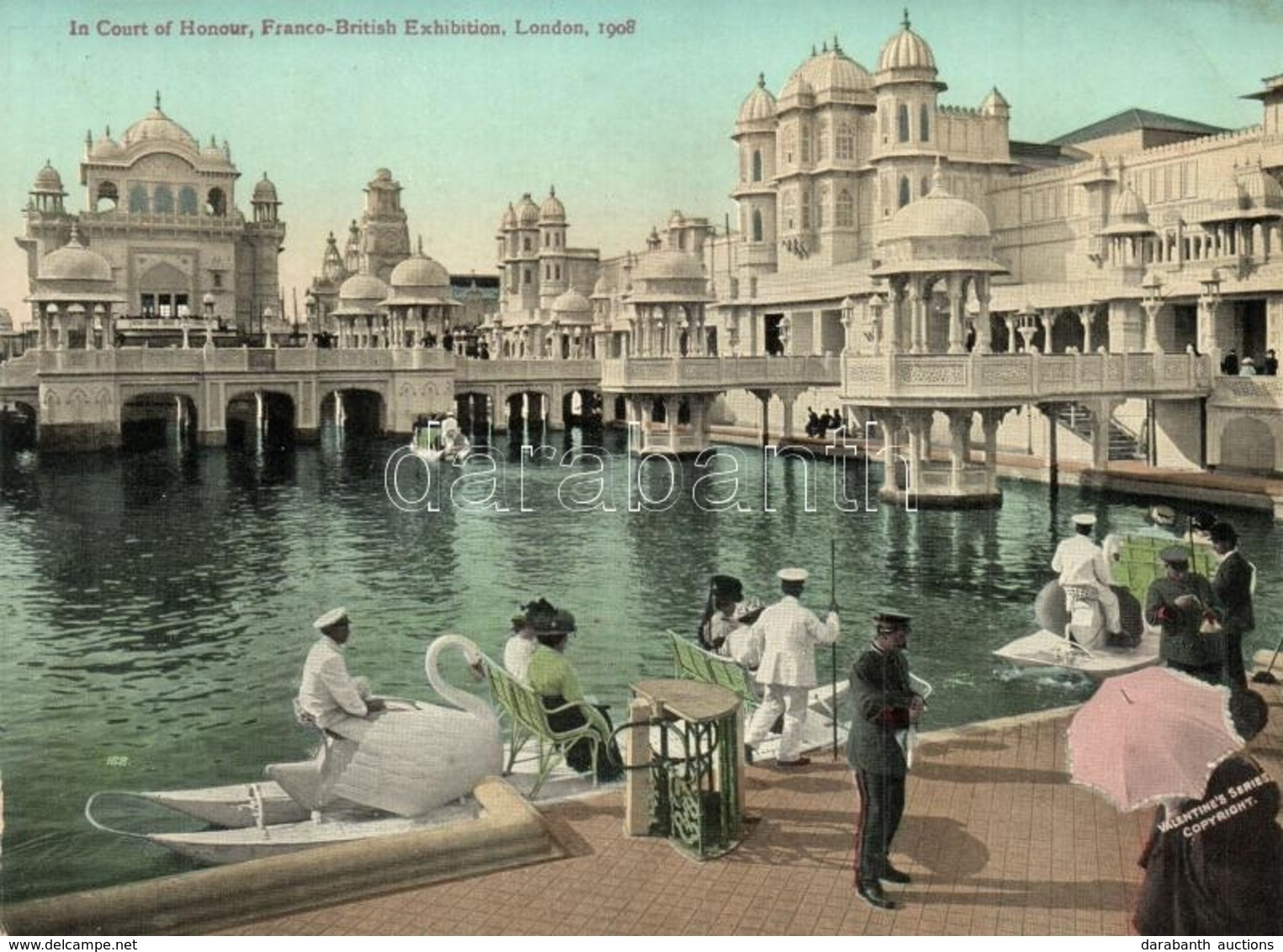 ** T2 1908 London, Franco-British Exhibition. In Court Of Honor. Valentine & Sons. Giant Post Card (19 Cm X 14,5 Cm) - Non Classés