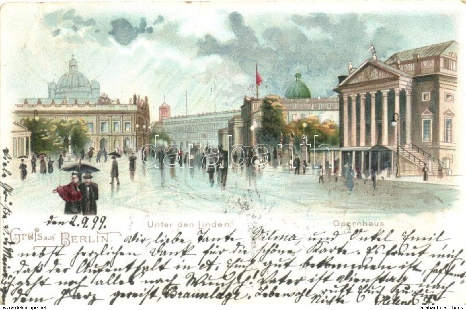 * T2/T3 1899 Berlin, Unter Den Linden, Opernhaus / Opera House, Litho (fa) - Non Classés