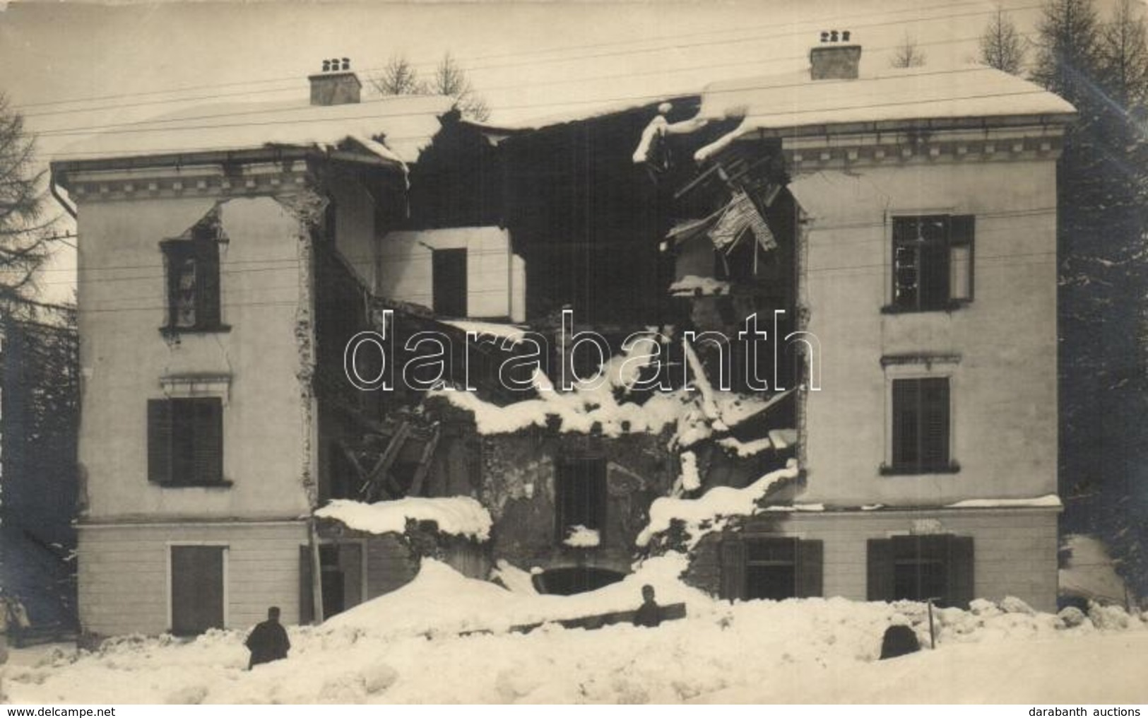 * T1/T2 Toblaco, Toblach (Dél-Tirol); A Háborúban Megsérült Ploner Villa / Damaged Villa, WWI Military, Photo - Unclassified