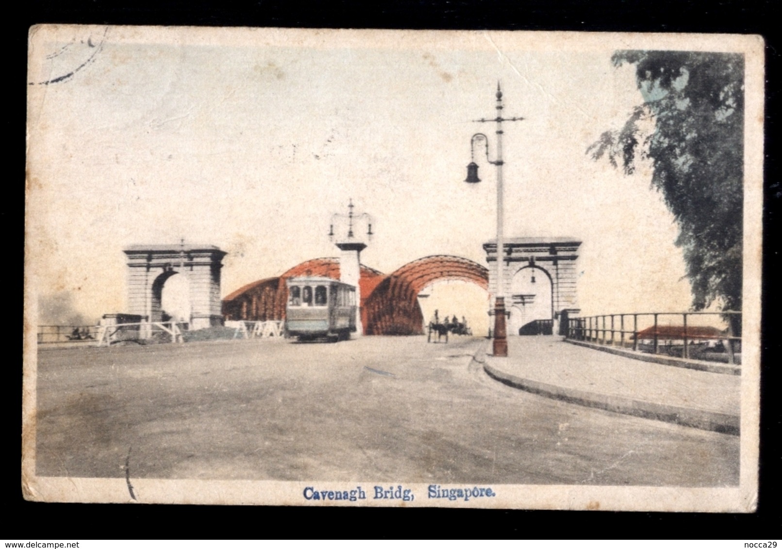 SINGAPORE - 1922 - CAVENAGH BRIDGE - TRAMWAY - TASSATA IN ARRIVO CON 50 Cent. - Singapur