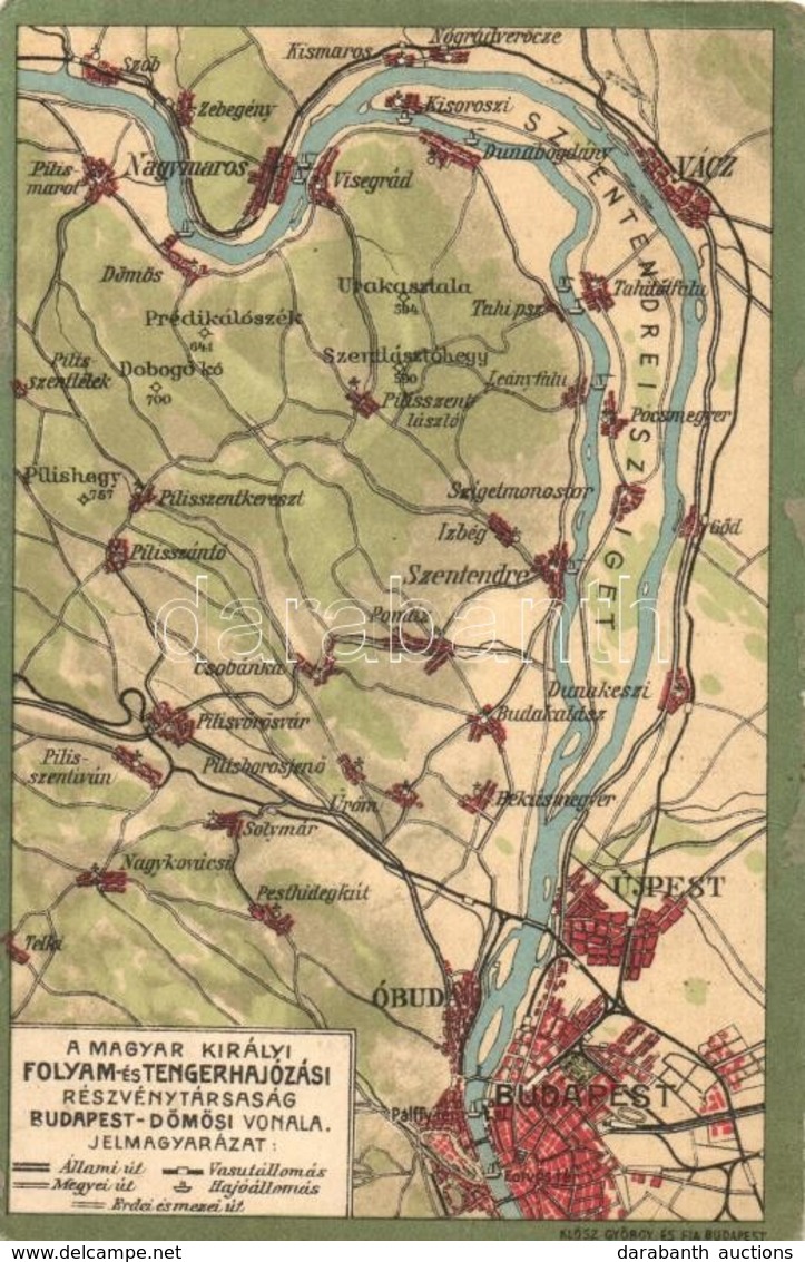 T2/T3 A Magyar Királyi Folyam- és Tengerhajózási Rt. Budapest-Dömösi Vonala, Térkép / Hungarian River And Sea Shipping M - Ohne Zuordnung