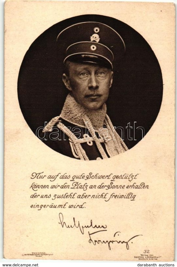 ** T2 Wilhelm, German Crown Prince. Verlag Von Gustav Liersch & Co. Berlin - Non Classificati