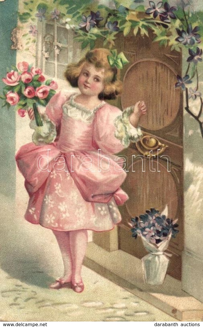 * T2/T3 1906 Girl Knocking On A Door. Emb. Litho (EK) - Non Classés