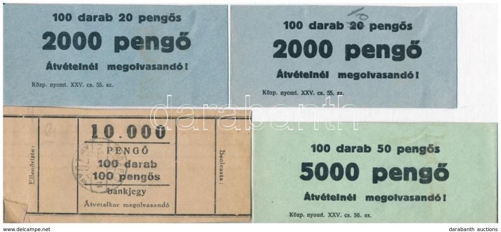 4db-os Pengő Bankjegy Kötegelő 20, 50 és 100P-s Címletekhez (3xklf), Egyik Bélyegzésekkel - Non Classés