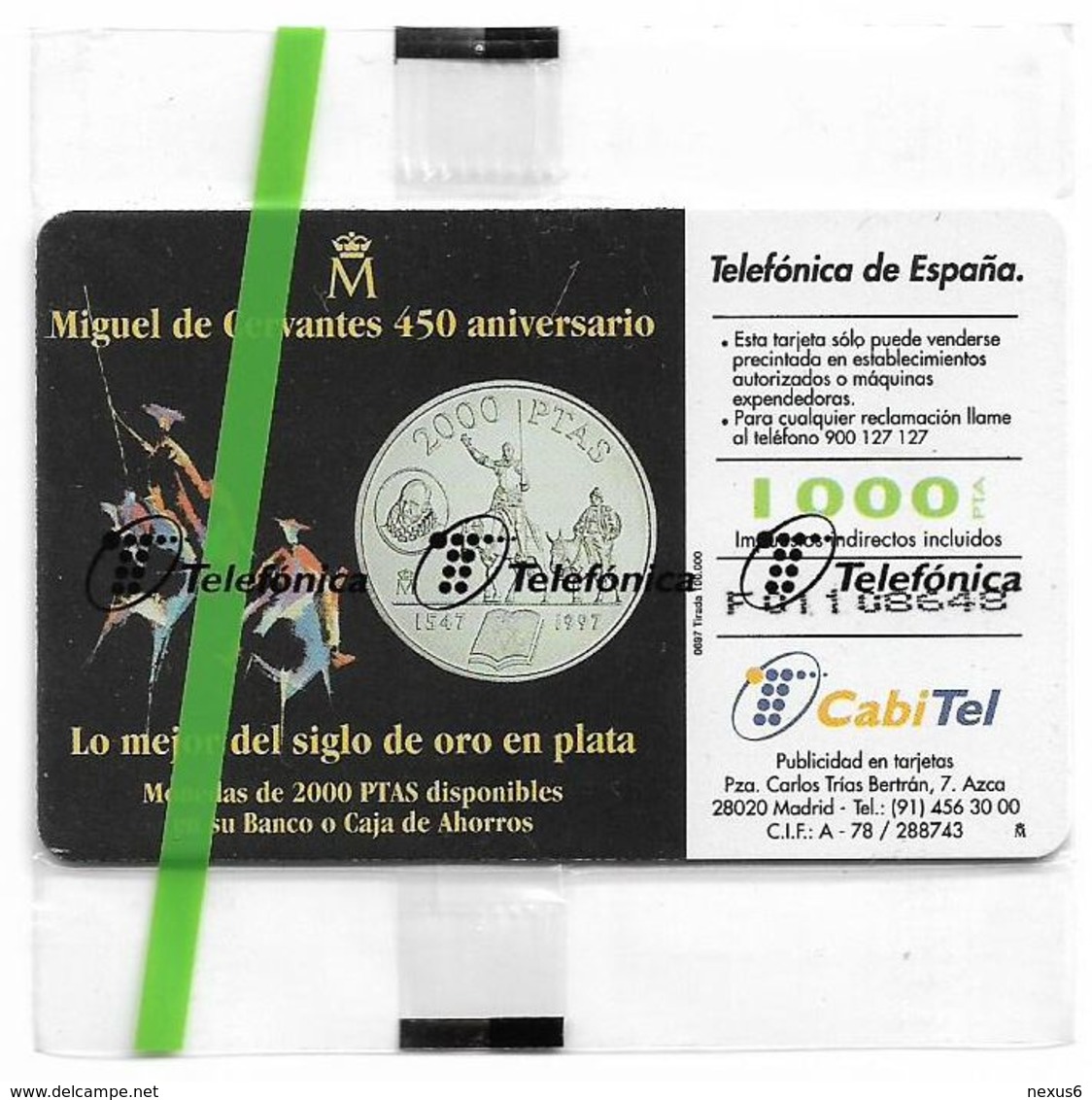 Spain - Miguel De Cervantes (Rey En Trono) - CP-105 - 06.1997, 1000PTA, 100.000ex, NSB - Conmemorativas Y Publicitarias