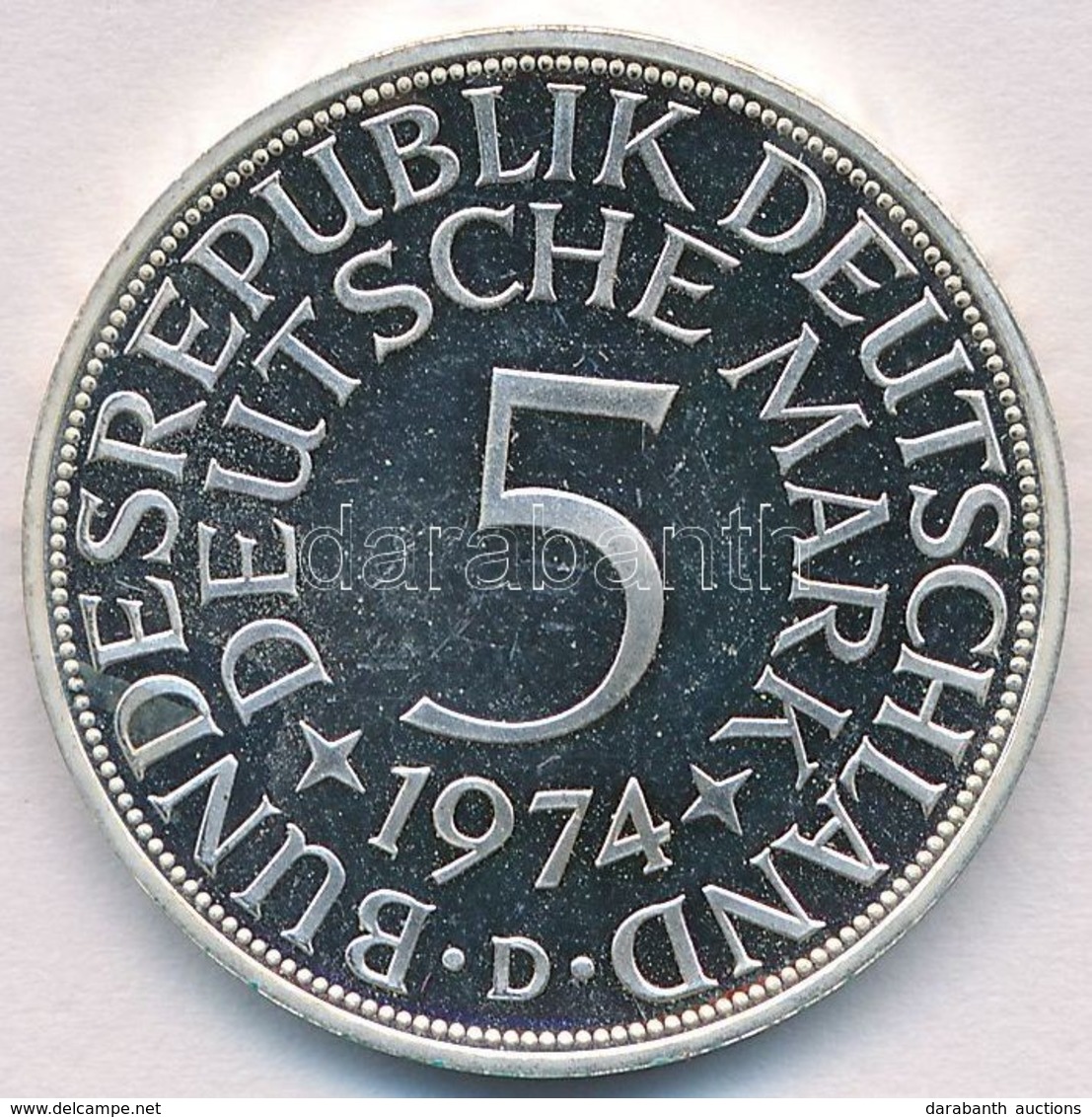 NSZK 1974D 5M Ag T:PP Felületi Karcok 
FRG 1974D 5 Mark Ag C:PP Surface Scratches - Non Classificati