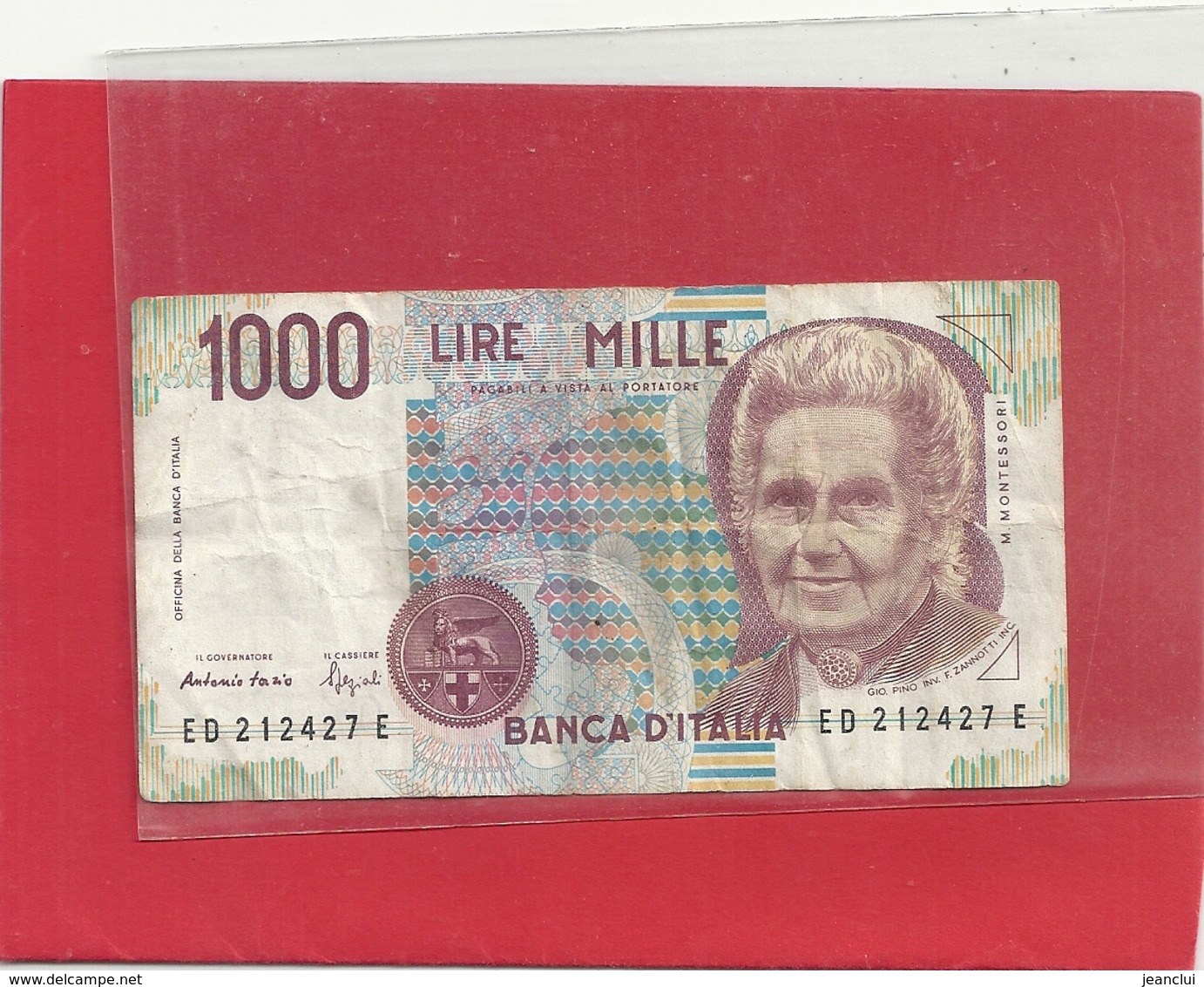 BANCA D'ITALIA  . 1.000 LIRE . M. MONTESSON  . N° ED 212427 E . . 2 SCANES - 50 Lire