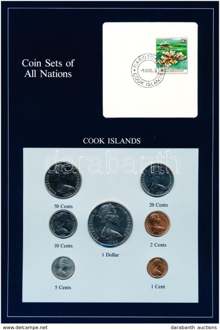 Cook-szigetek 1983. 1c-1D (7xklf), 'Coin Sets Of All Nations' Forgalmi Szett Felbélyegzett Kartonlapon T:1 
Cook Islands - Non Classificati