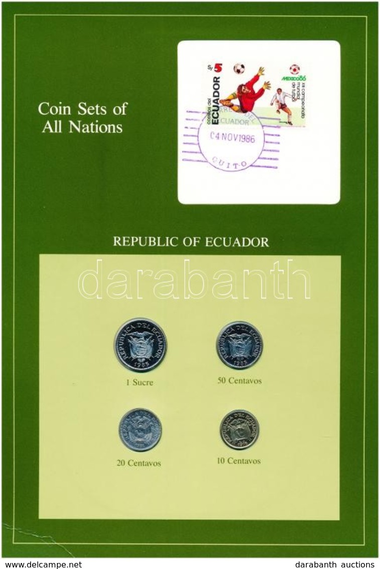 Ecuador 1976-1985. 10c-1S (4xklf), 'Coin Sets Of All Nations' Forgalmi Szett Felbélyegzett Kartonlapon T:1 
Ecuador 1976 - Non Classés
