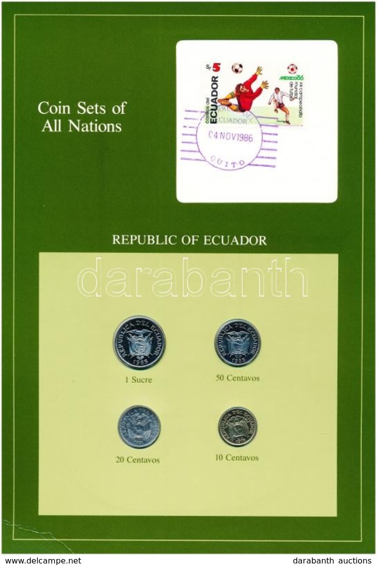 Ecuador 1976-1985. 10c-1S (4xklf), 'Coin Sets Of All Nations' Forgalmi Szett Felbélyegzett Kartonlapon T:1 
Ecuador 1976 - Non Classificati