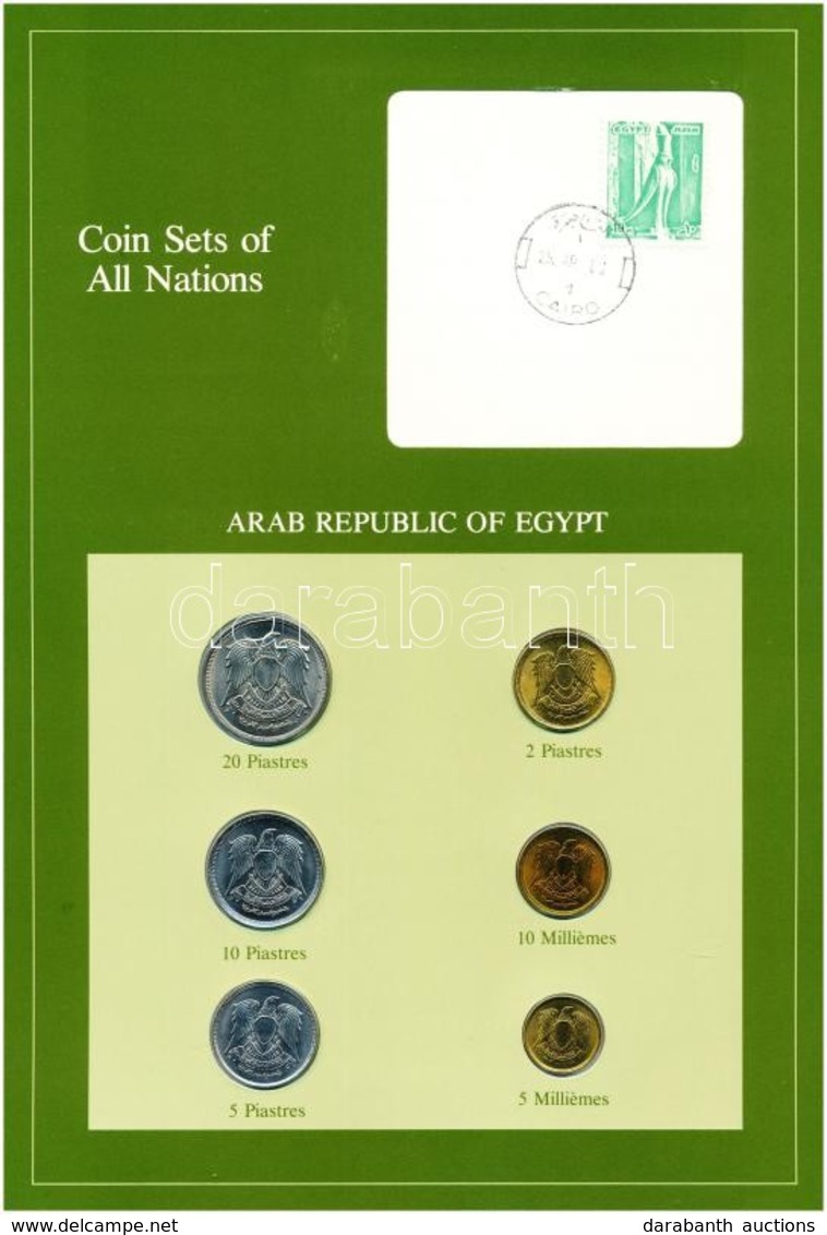 Egyiptom 1970-1980. 5m-20P (6xklf), 'Coin Sets Of All Nations' Forgalmi Szett Felbélyegzett Kartonlapon T:1 
Egypt 1970- - Non Classés