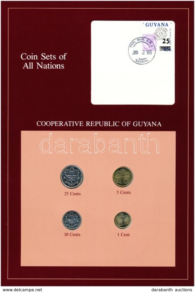 Guyana 1985. 1c-25c (4xklf), 'Coin Sets Of All Nations' Forgalmi Szett Felbélyegzett Kartonlapon T:1 
Guyana 1985. 1 Cen - Non Classificati