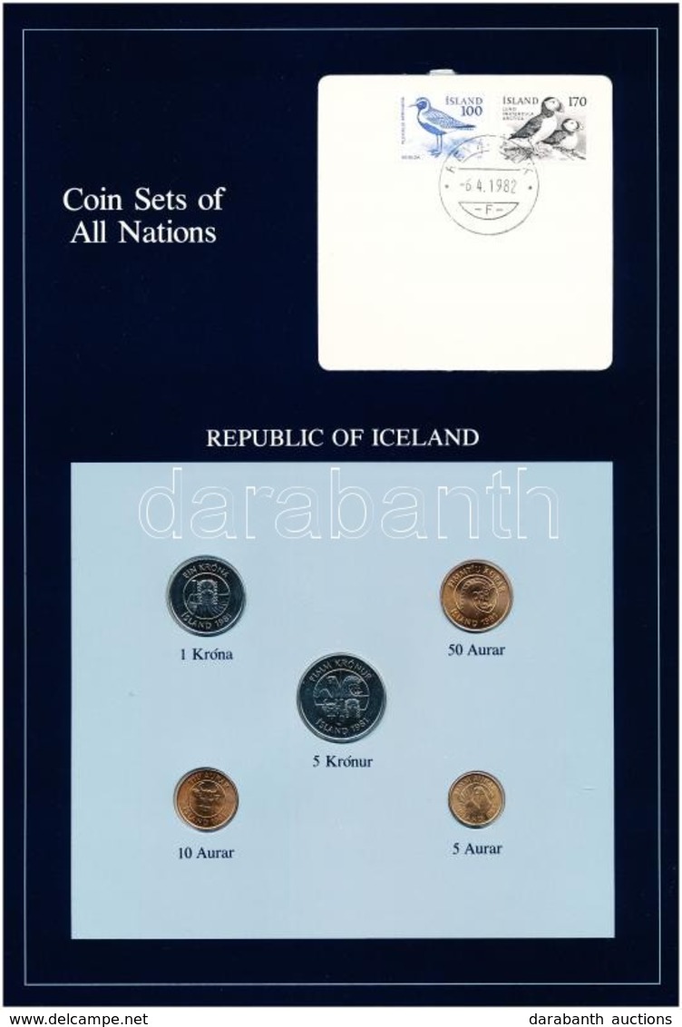 Izland 1981. 5a-5K (5xklf), 'Coin Sets Of All Nations' Forgalmi Szett Felbélyegzett Kartonlapon T:1 
Iceland 1981. 5 Aur - Non Classificati