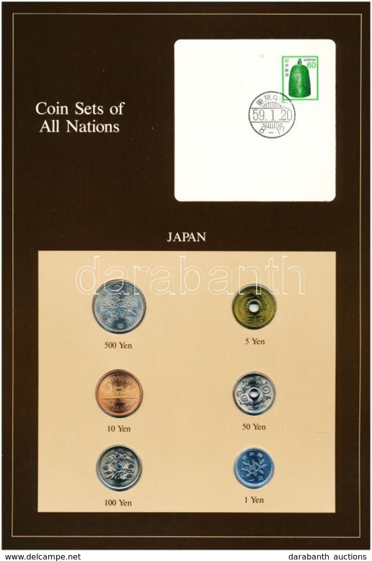 Japán 1980-1981. 1Y-500Y (6xklf), 'Coin Sets Of All Nations' Forgalmi Szett Felbélyegzett Kartonlapon T:1 
Japan 1980-19 - Non Classés