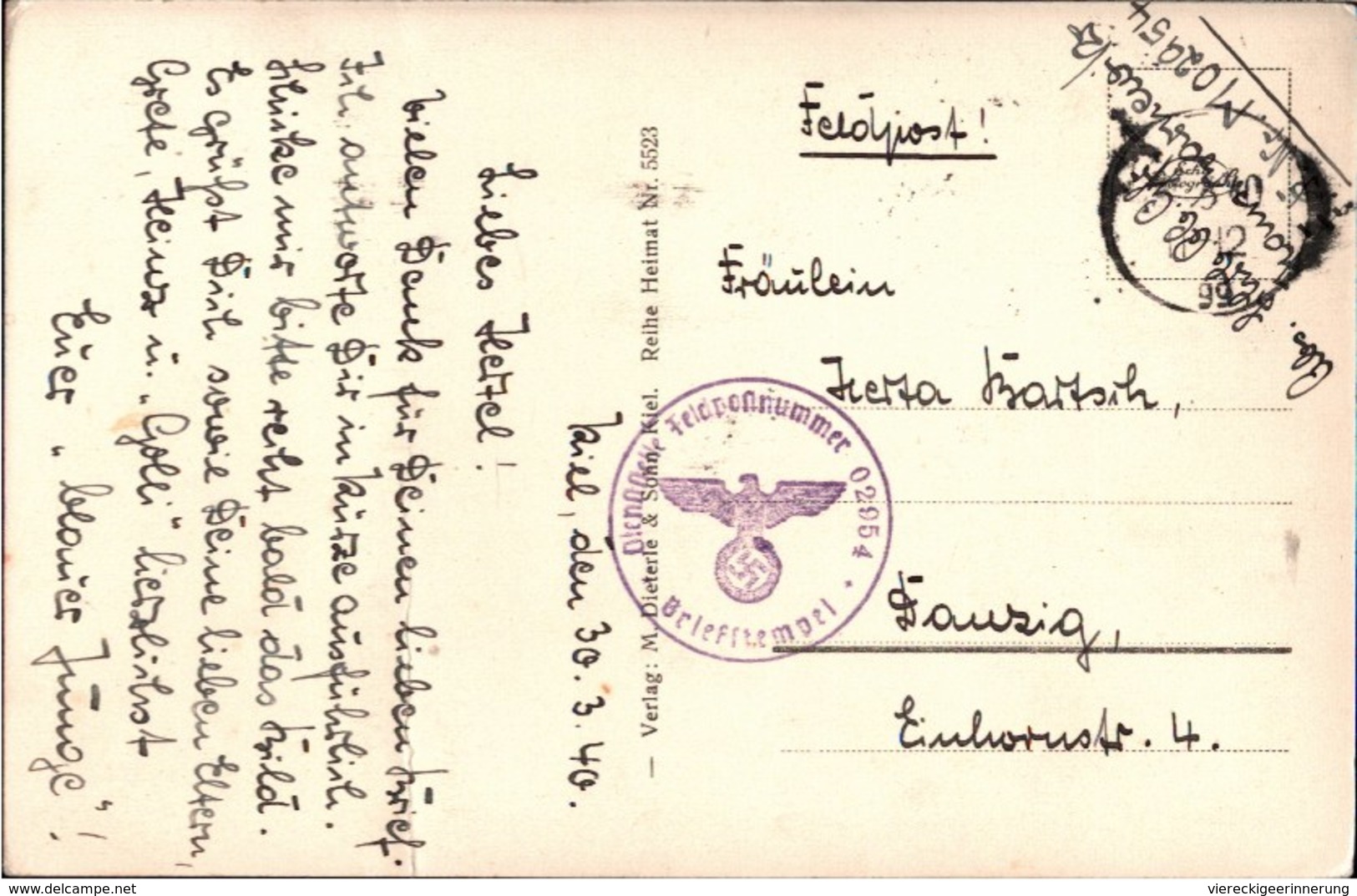 ! Postkarte, Ansichtskarte Kiel, Garten Hotel Bellevue, Kriegsschiffe, Marine Feldpost, 1940, Schleswig-Holstein - Kiel