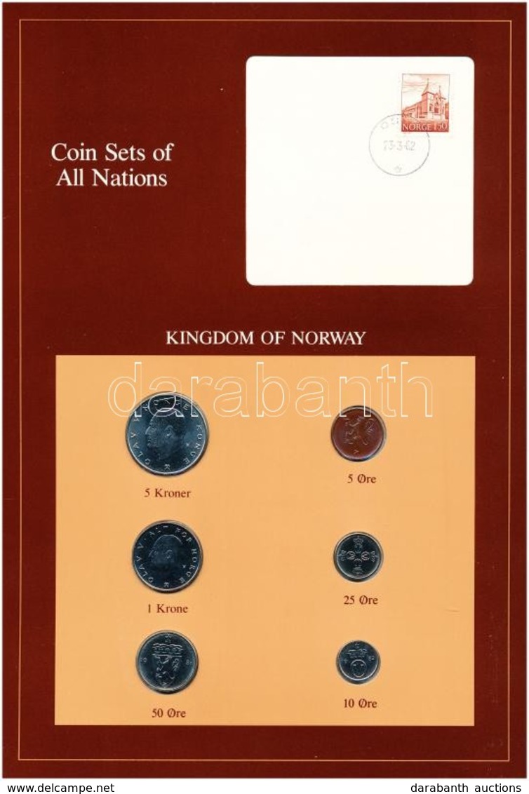 Norvégia 1981-1982. 5ö-5K (6xklf), 'Coin Sets Of All Nations' Forgalmi Szett Felbélyegzett Kartonlapon T:1 
Norway 1981- - Non Classificati