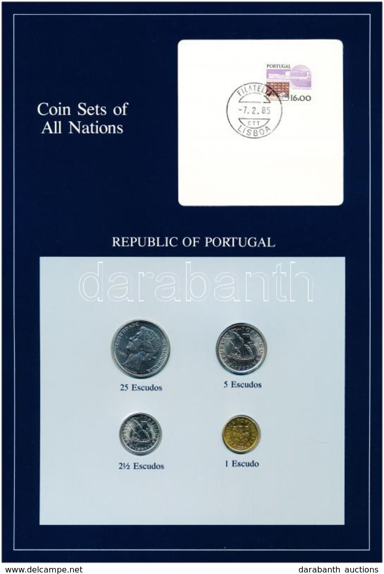 Portugál 1980-1984. 1E-25E (4xklf), 'Coin Sets Of All Nations' Forgalmi Szett Felbélyegzett Kartonlapon T:1 
Portugál 19 - Unclassified
