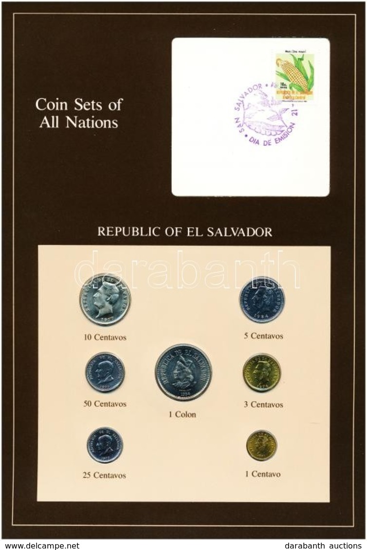 Salvador 1974-1984. 1c-1C (7xklf), 'Coin Sets Of All Nations' Forgalmi Szett Felbélyegzett Kartonlapon T:1 
Salvador 197 - Non Classificati