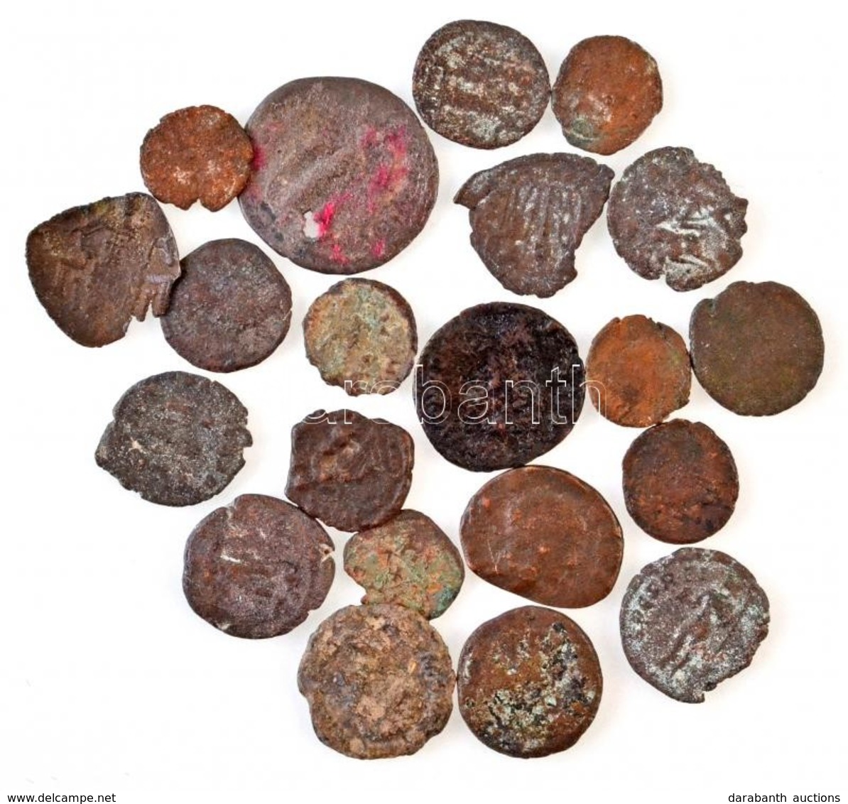 21db-os Tisztítatlan, Sérült Római Rézpénz Tétel T:3,3- 
21pcs Of Various Uncleaned, Damaged Roman Copper Coin C:F,VG - Zonder Classificatie