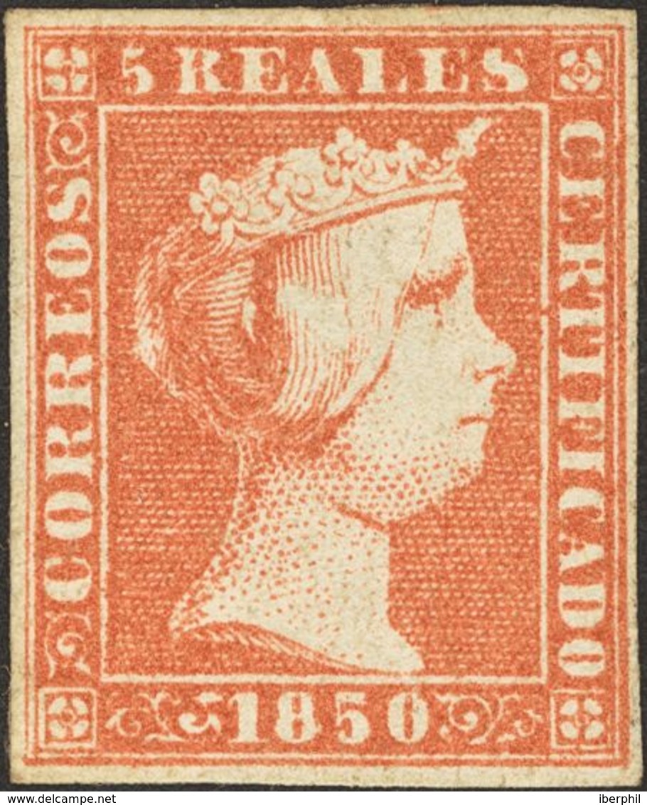 *3. 1850. 5 Reales Rojo. MAGNIFICO. Cert. COMEX. - Andere & Zonder Classificatie