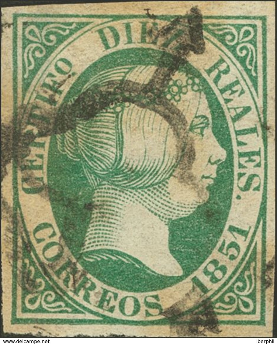 º11. 1851. 10 Reales Verde. Amplios Márgenes Y Buen Color. MAGNIFICO. Cert. COMEX. - Autres & Non Classés