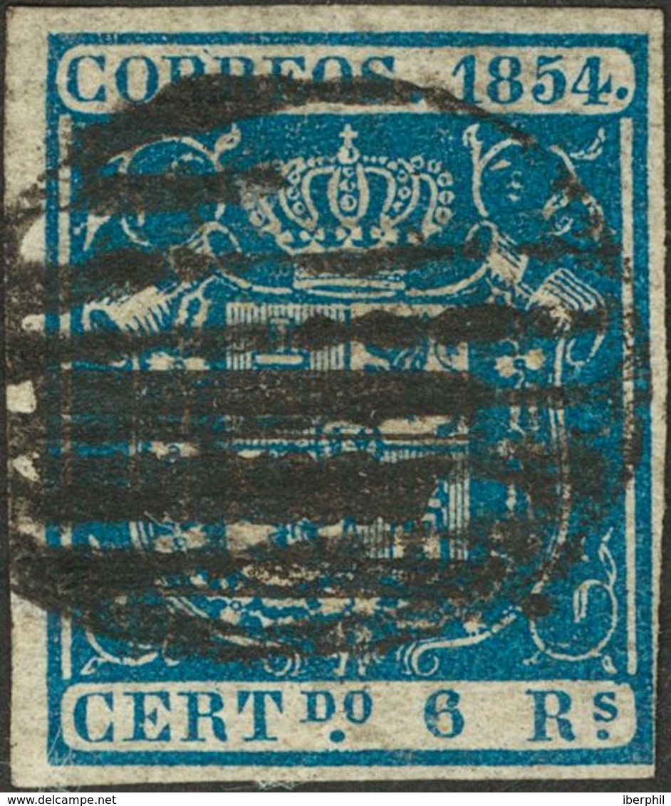 º26, 27. 1854. 5 Reales Verde Y 6 Reales Azul (este Valor Procede De Un Sello Barrado Al Que Se Le Ha Aplicado Un Matase - Andere & Zonder Classificatie