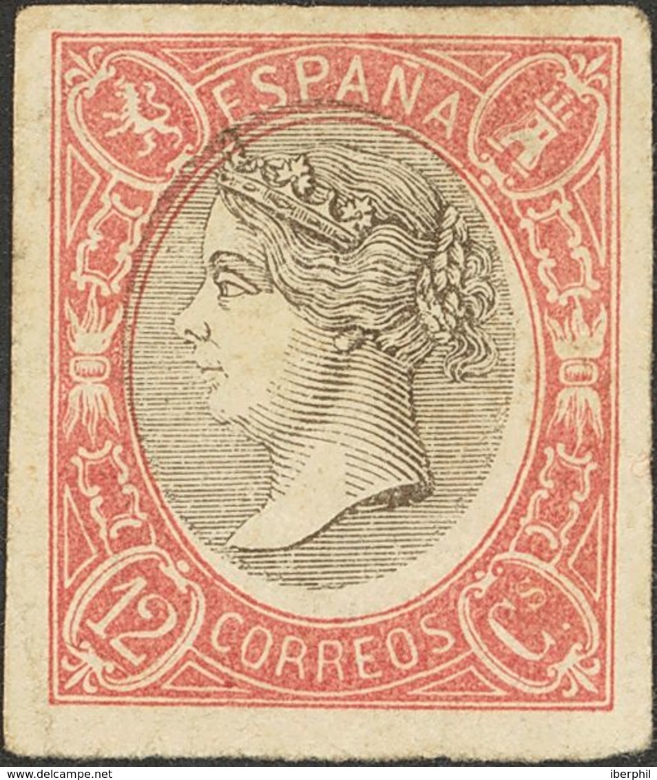 */(*)70P, 75P. 1865. Conjunto De Dos PRUEBAS DE COLOR, El 4 Cuartos Azul Y Rosa Y El 12 Cuartos Negro Y Rojo. MAGNIFICAS - Sonstige & Ohne Zuordnung