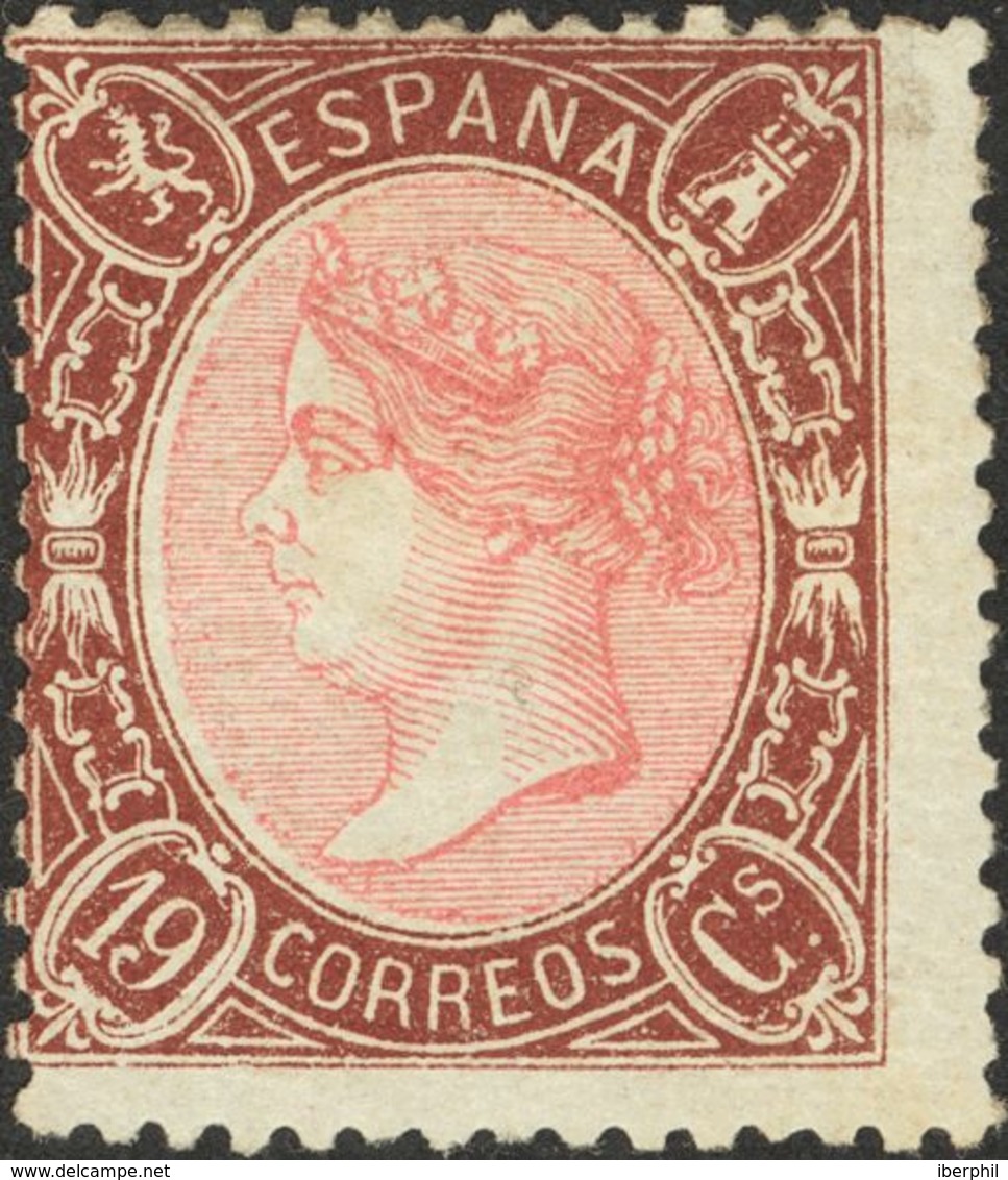 *77. 1865. 19 Cuartos Castaño Y Rosa (centraje Habitual). Color Muy Intenso. BONITO Y MUY RARO EN NUEVO. Cert. COMEX. - Sonstige & Ohne Zuordnung