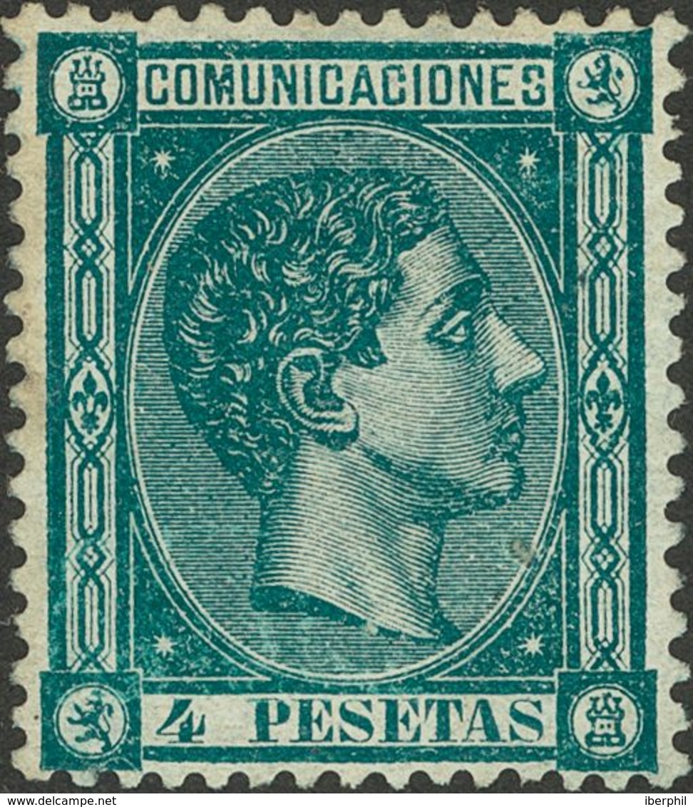 *170. 1875. 4 Pts Verde. Bien Centrado Y Excelente Color. PIEZA DE LUJO. Cert. CEM. - Andere & Zonder Classificatie