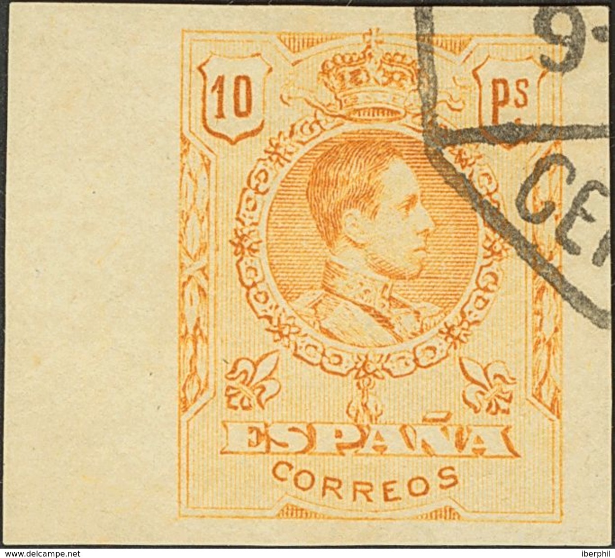 º280s. 1909. 10 Pts Naranja, Borde De Hoja. SIN DENTAR (NºA000.025). MAGNIFICO Y RARISIMO, RESEÑADA ESTA NUMERACION SIN  - Andere & Zonder Classificatie