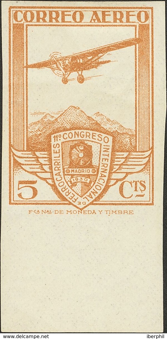 *483smz. 1930. 5 Cts Castaño Amarillo, Borde Inferior De Hoja. SIN DENTAR (se Trata De La Variedad Sin Dentar El Margen  - Autres & Non Classés