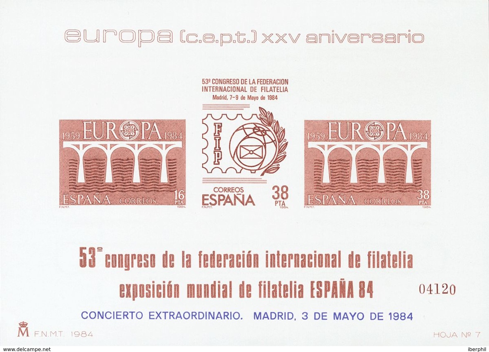 **6/7P. 1984. Pruebas De Lujo. ESPAÑA 84, Con La Sobrecarga CONCIERTO EXTRAORDINARIO. MAGNIFICAS. - Sonstige & Ohne Zuordnung