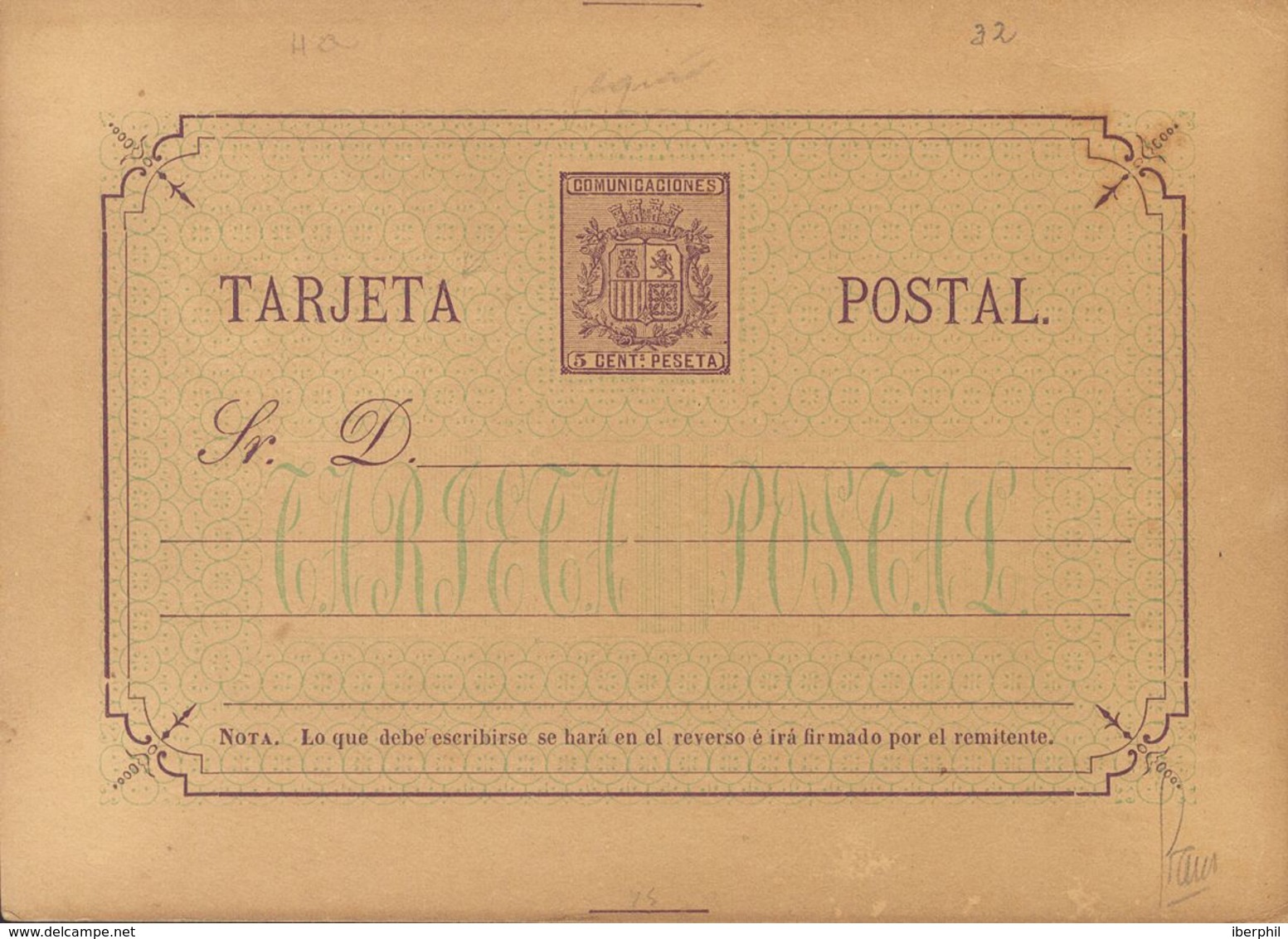 (*)EP7a. 1875. 5 Cts Violeta Oscuro Sobre Tarjeta Entero Postal. MAGNIFICA. Edifil 2017: 38 Euros - Autres & Non Classés