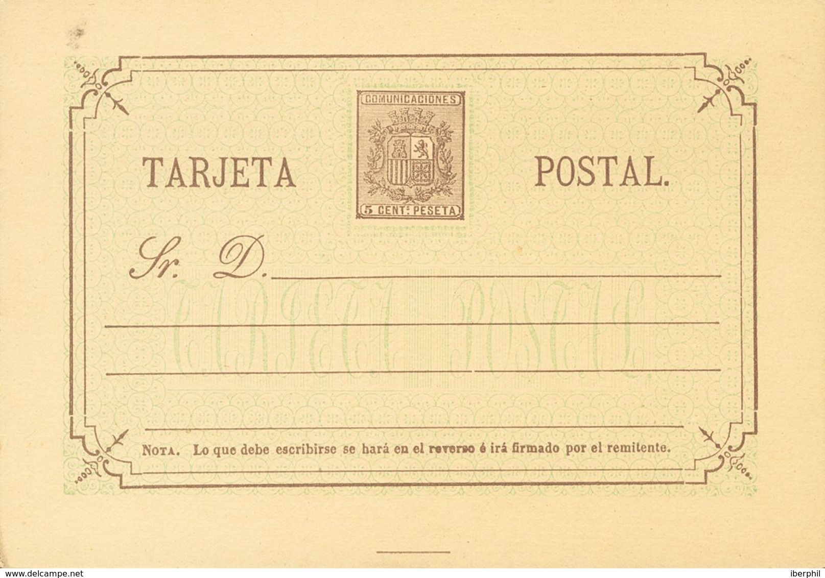 (*)EP7A. 1875. 5 Cts Castaño Oliva Sobre Tarjeta Entero Postal. MAGNIFICA. Edifil 2019: 110 Euros - Autres & Non Classés