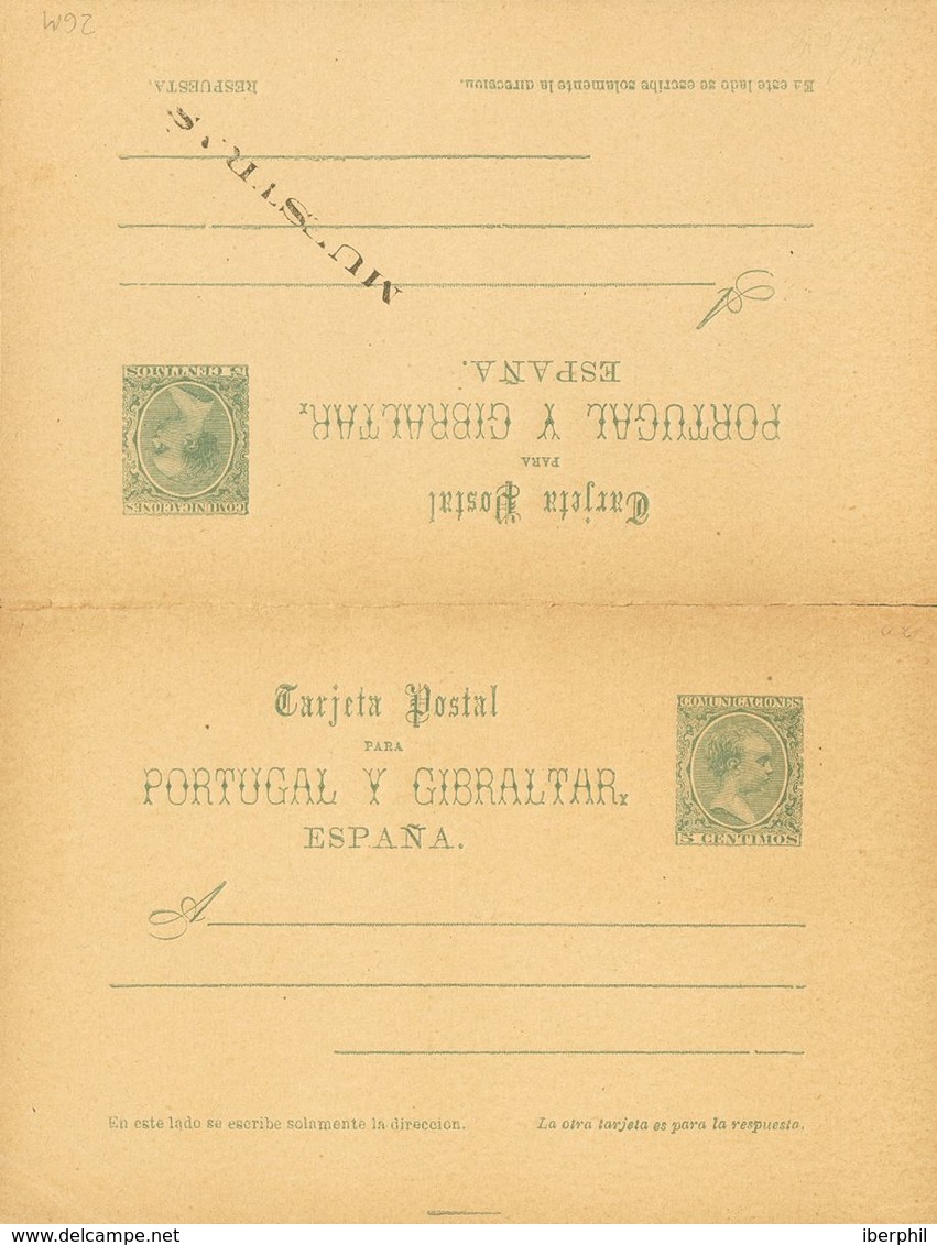 (*)EP25M, EP26M. 1890. 5 Cts Verde Sobre Tarjeta Entero Postal Y 5 Cts+5 Cts Verde Sobre Tarjeta Entero Postal, De Ida Y - Sonstige & Ohne Zuordnung