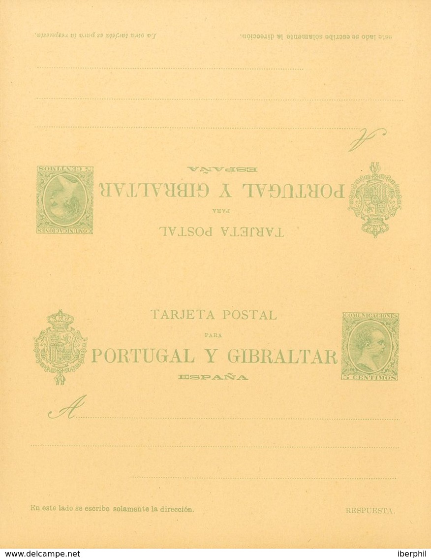 (*)EP35. 1893. 5 Cts+5 Cts Verde Sobre Tarjeta Entero Postal, De Ida Y Vuelta (plancha). MAGNIFICA. Edifil 2019: +61 Eur - Sonstige & Ohne Zuordnung