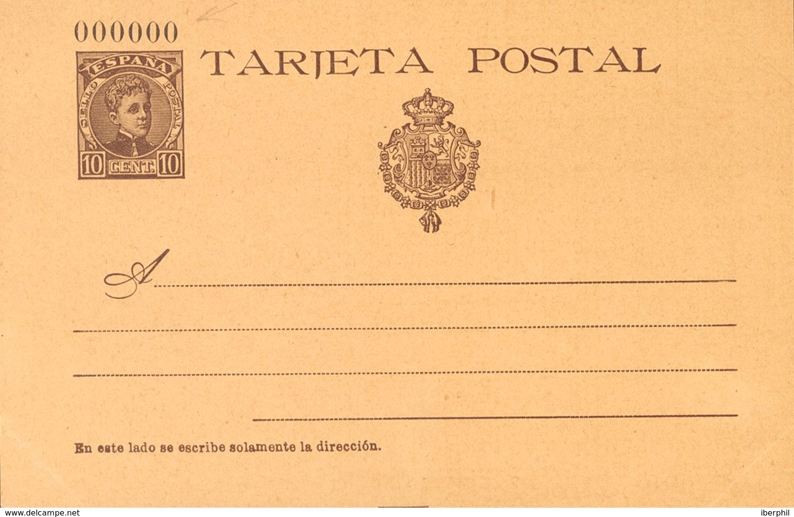 (*)EP37N. 1901. 10 Cts Castaño Sobre Tarjeta Entero Postal. Nº000000. MAGNIFICA. Edifil 2017: 105 Euros - Sonstige & Ohne Zuordnung