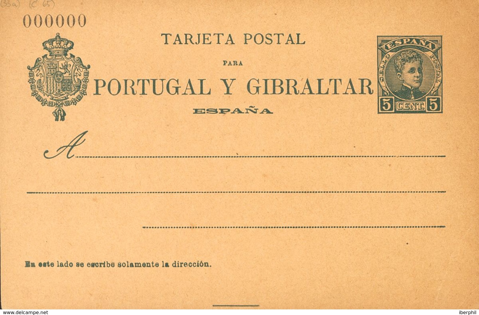 (*)EP43N. 1903. 5 Cts Verde Azul Sobre Tarjeta Entero Postal. Nº000000. MAGNIFICA. Edifil 2017: 105 Euros - Sonstige & Ohne Zuordnung