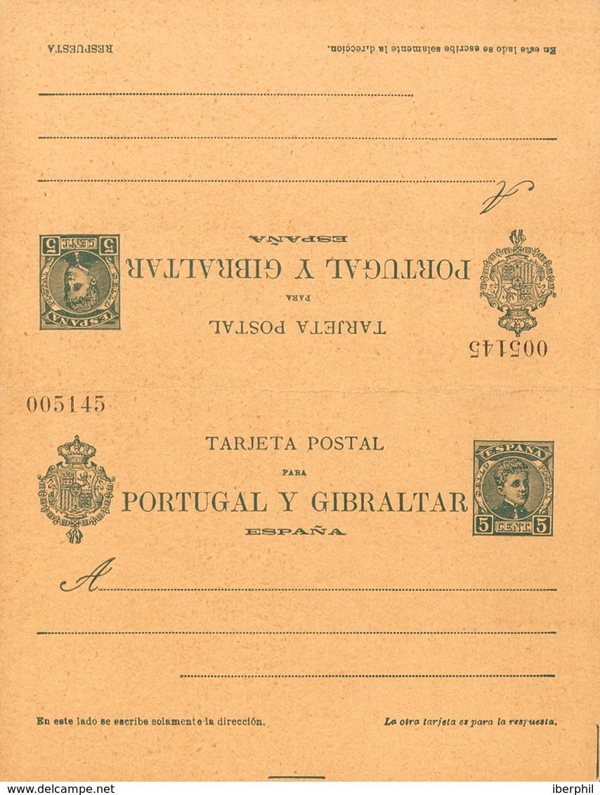 (*)EP44. 1903. 5 Cts + 5 Cts Verde Azul Sobre Tarjeta Entero Postal, De Ida Y Vuelta. MAGNIFICA. Edifil 2019: 66 Euros - Andere & Zonder Classificatie