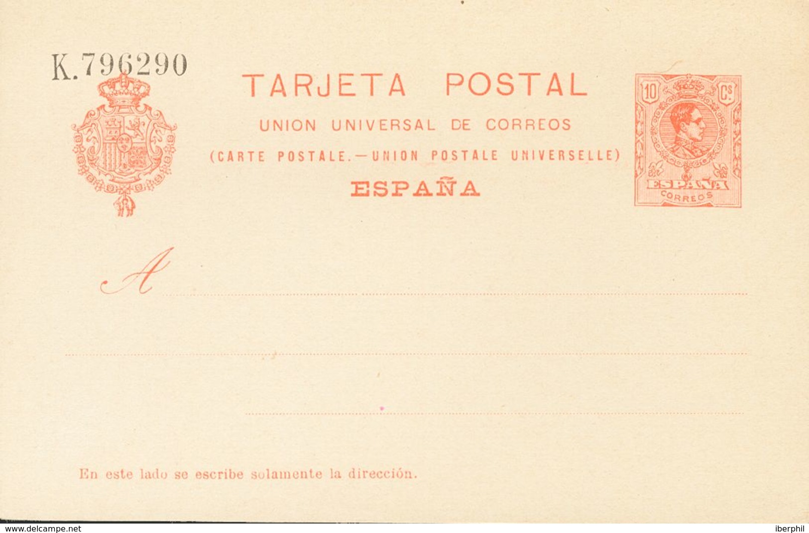 (*)EP53, EP54. 1910. 10 Cts Naranja Sobre Tarjeta Entero Postal Y 10 Cts+10 Cts Naranja Sobre Tarjeta Entero Postal, De  - Sonstige & Ohne Zuordnung