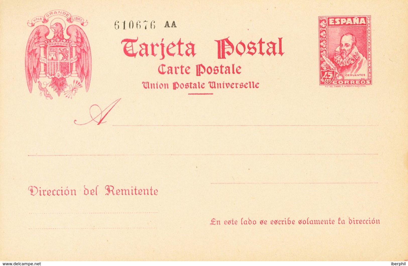 (*)EP84. 1938. 45 Cts Carmín Sobre Tarjeta Entero Postal. MAGNIFICA. Edifil 2019: 139 Euros - Sonstige & Ohne Zuordnung