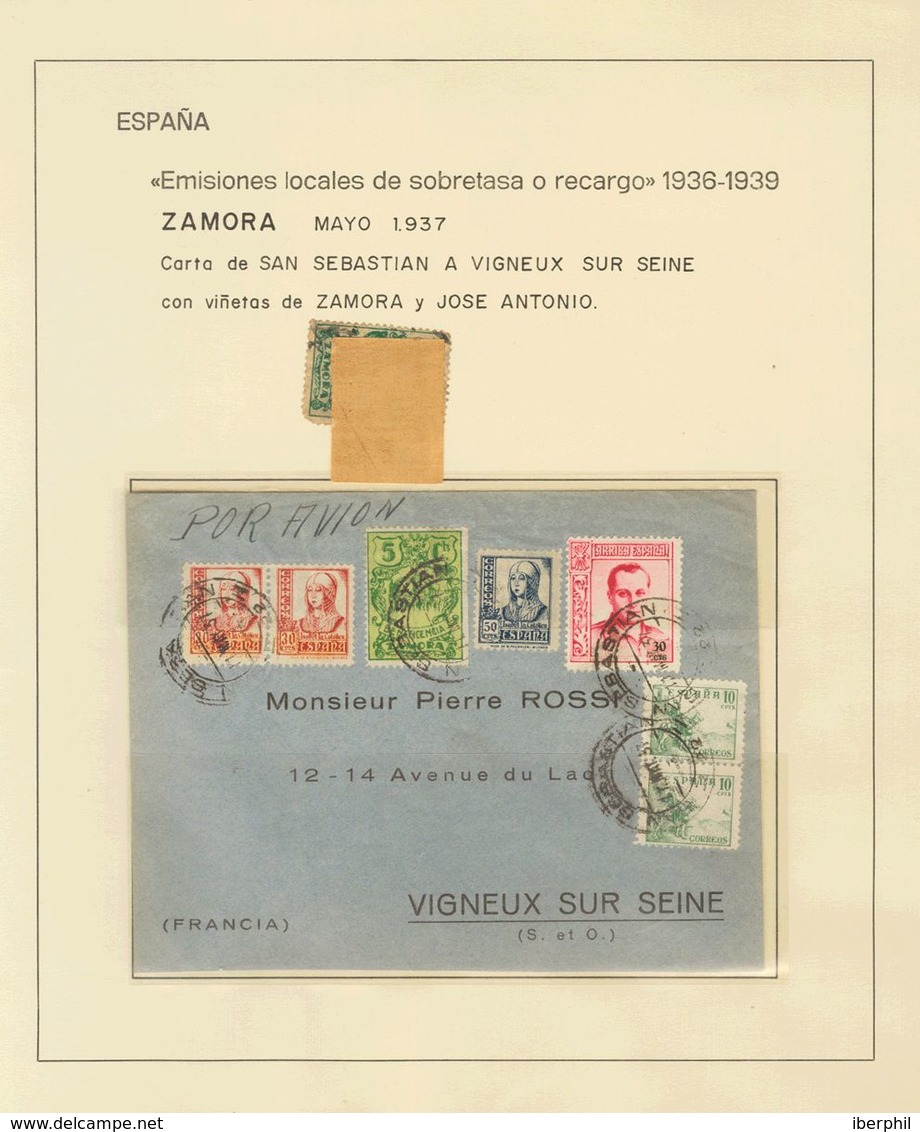 */º. (1936ca). Conjunto De Sellos Locales Benéficos De Zamora, En Nuevo Y Usado E Incluyendo Una Carta Con Un Franqueo M - Andere & Zonder Classificatie