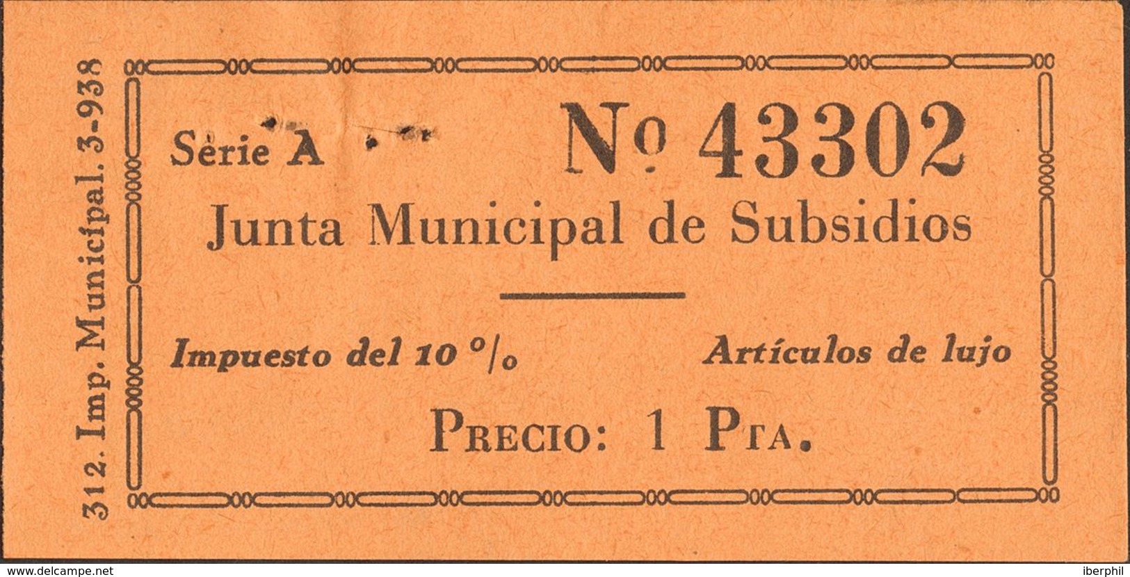 (*). 1937. 1 Pts Negro Sobre Naranja, 5 Pts Negro Sobre Lila Y 10 Pts Negro Sobre Gris. SEVILLA. JUNTA MUNICIPAL DE SUBS - Autres & Non Classés