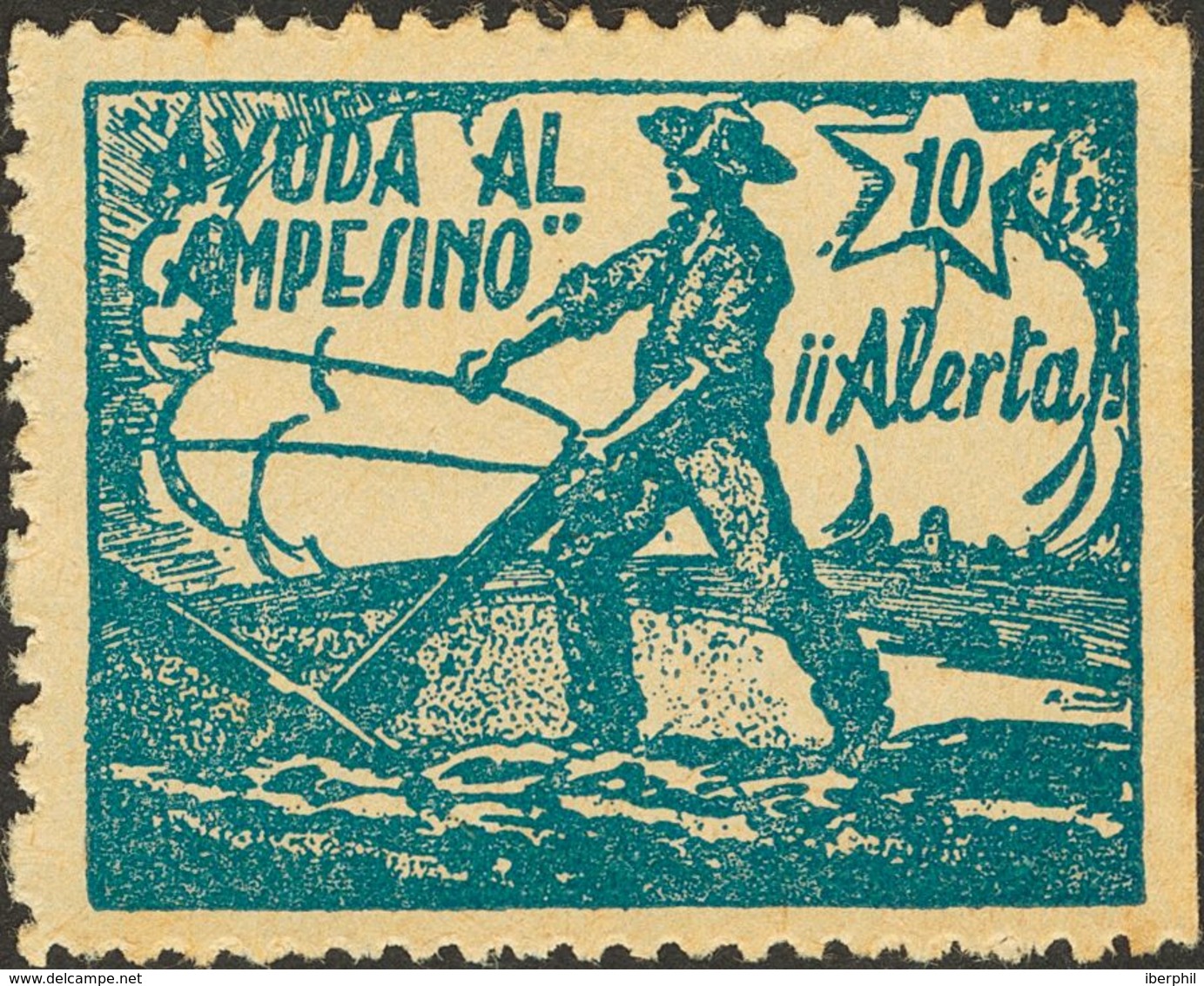 (*). 1937. 10 Cts Azul. AYUDA AL CAMPESINO. MAGNIFICO Y MUY RARO EN NUEVO. (Domenech 1743, Allepuz 1553) - Sonstige & Ohne Zuordnung