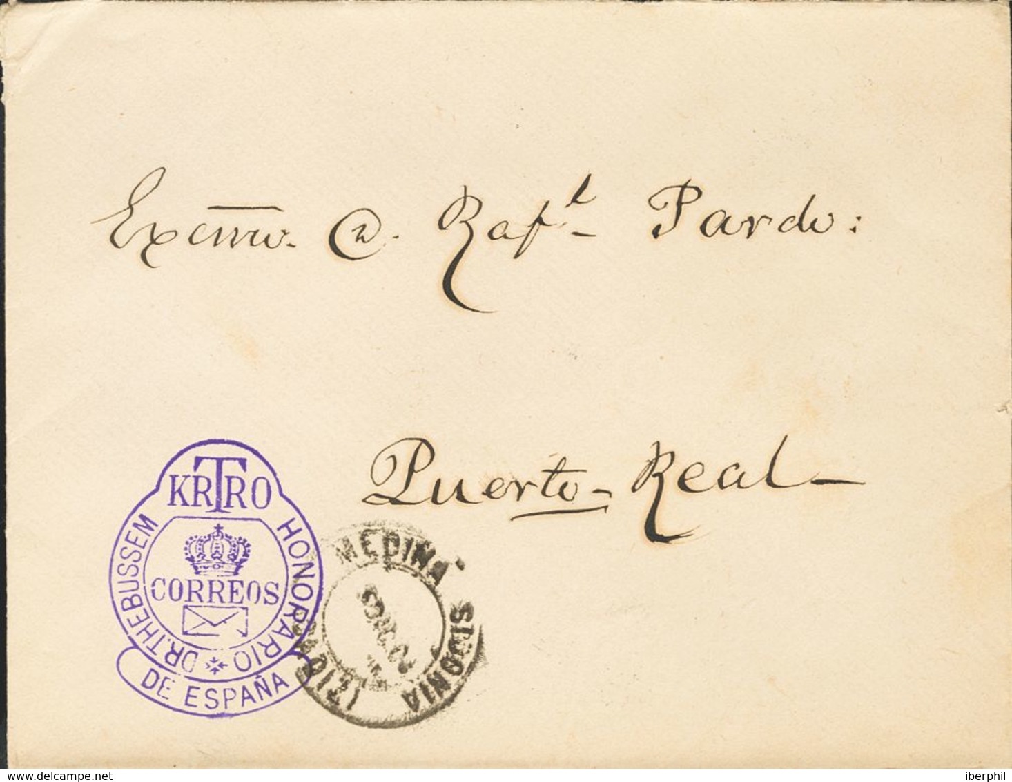 Sobre 5, 6. (1904ca). Dos Cartas De MEDINA-SIDONIA A PUERTO-REAL, Con Las Marcas De Franquicia DOCTOR THEBUSSEM Y DR THE - Franchise Postale