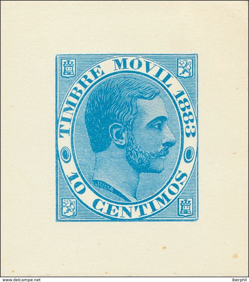 (*)3P. 1883. 10 Cts Azul. PRUEBA DE PUNZON. MAGNIFICA Y RARA. (Gálvez F32) - Sonstige & Ohne Zuordnung