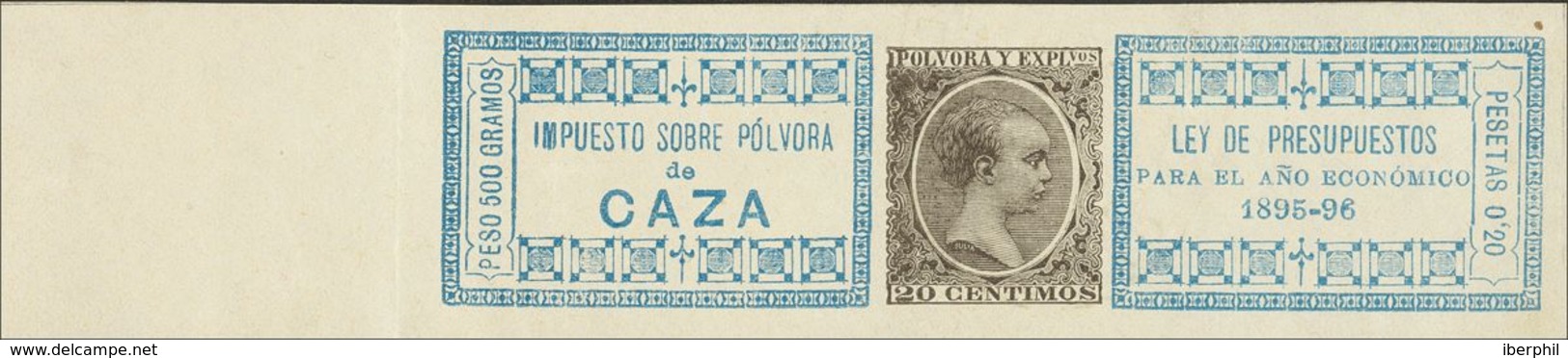 (*). 1895. 20 Cts Azul Y Negro. POLVORA DE CAZA. MAGNIFICO. (Alemany 35) - Sonstige & Ohne Zuordnung